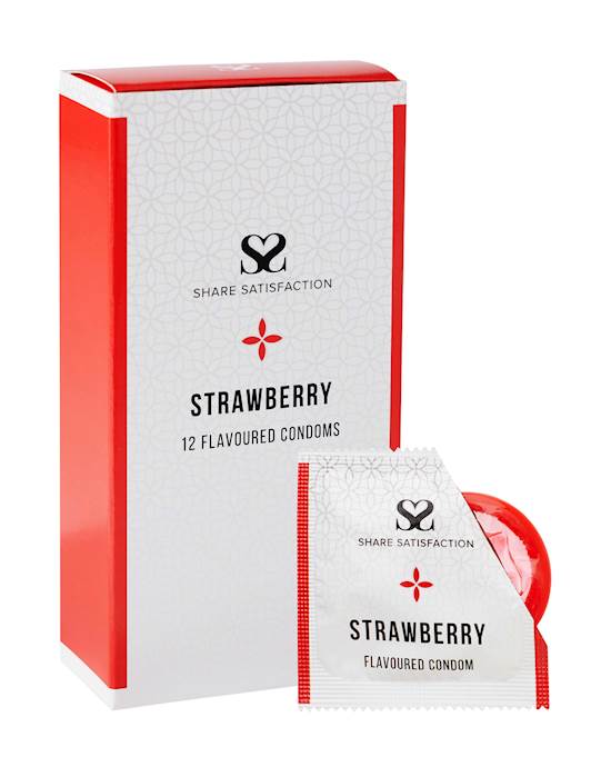 Share Satisfaction Strawberry Flavoured Condom 12 Pack