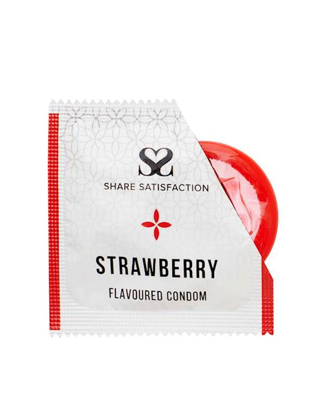 Share Satisfaction Strawberry Flavoured Condom 12 Pack