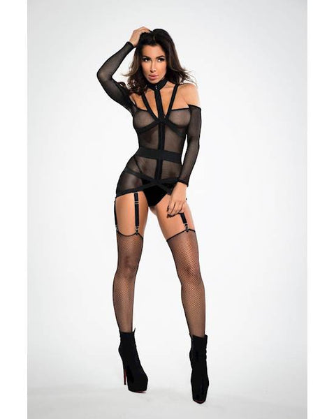 Adore Chloe See Through Me Corselette with Garters - Medium
