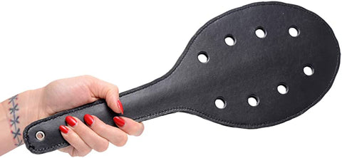 Saddle Leather Paddle With 8 Holes- Black